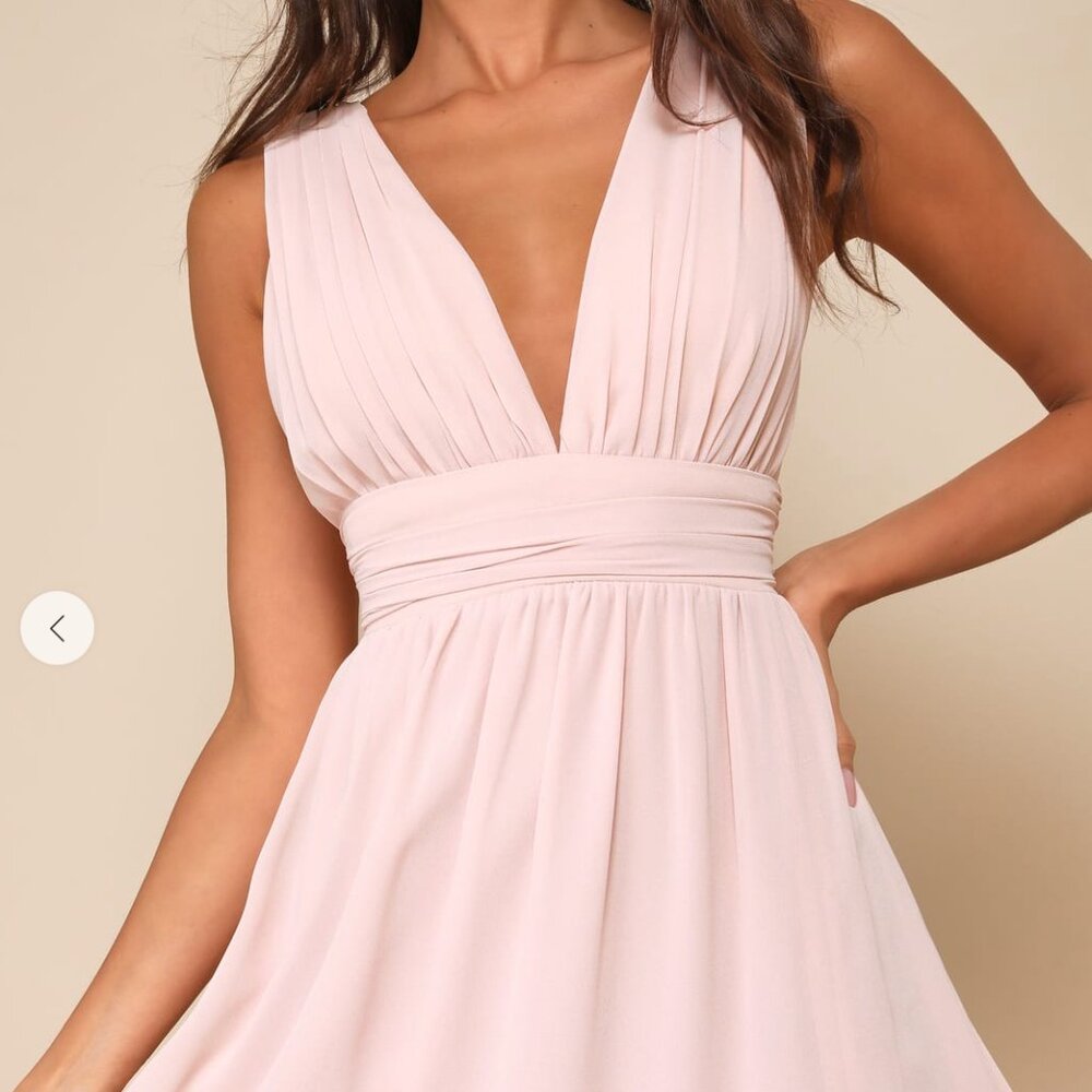 NWT Lulus Heavenly Hues Chiffon Blush Maxi Dress Size XS